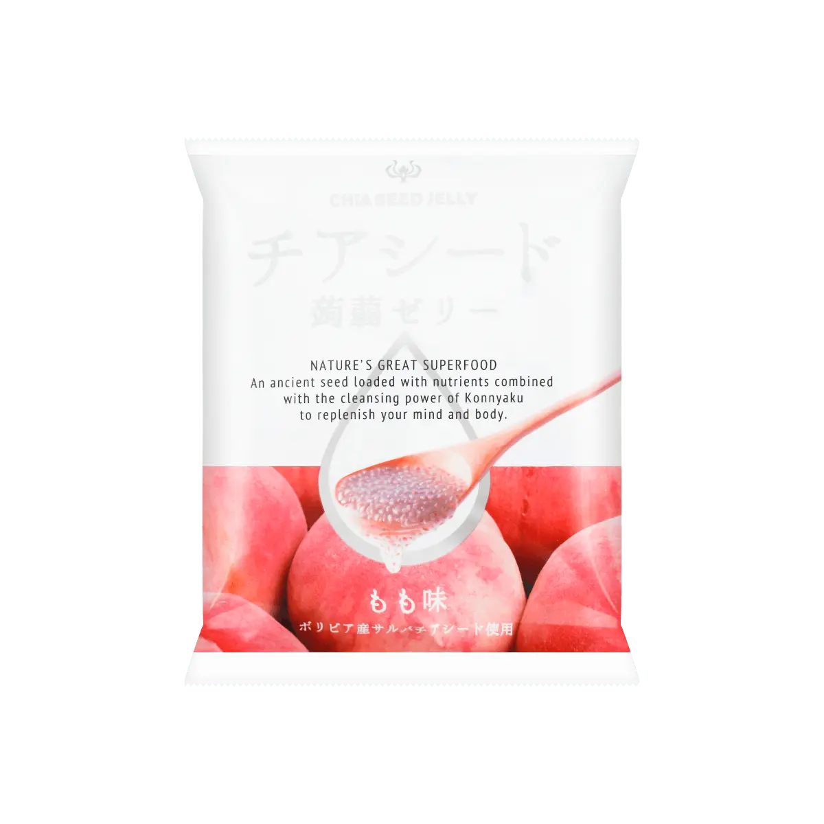 WAKASHO Peach Konjac Jelly with Chia Seeds - 6.1oz Snack Cups, Fat-Free, Low Calorie, Healthy Dessert, Vegan Fruit Jelly