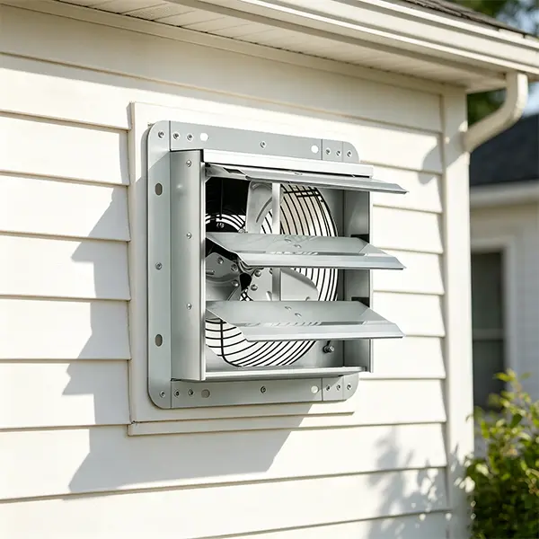 10-Inch Wall Mount Shutter Exhaust Fan, 820 CFM High-Speed AC Motor Aluminum Unit, Rust-Proof Fully Assembled Cooling Fan for Garage, Attic, Outdoor Use, FCC Certified, Easy Setup Ventilation Solution