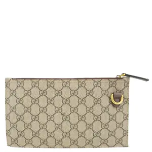 Pre-owned GUCCI Canvas Clutches & Wristlets GG Supreme Wristlet Beige 539335