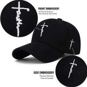 2-Pack Christian Faith Hats, Black & White Cross Embroidery Baseball Caps, Adjustable Unisex Gift Hats