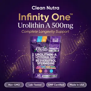 Urolithin A 500mg + NAD+ NR Resveratrol Spermidine Apigenin – Longevity Anti Aging Cellular Energy Mitophagy Supplement – Nicotinamide Riboside Liposomal NAD Booster – 60 Capsules – Clean Nutra Infinity One