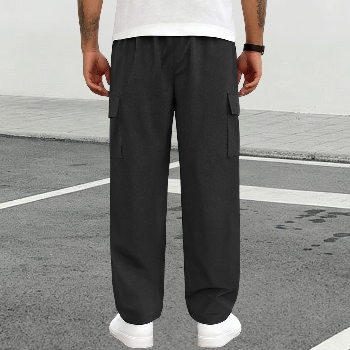 Men's 3-Pack Casual Sports Joggers, Breathable Polyester Athleisure Fitness Pants with Drawstring, Mid-Rise Waistband, and Zip Pocket, Breathable Material Jogger, Elastic Waist Joggers