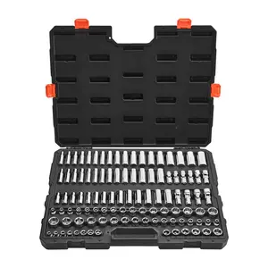【DealsForYouDays】VEVOR 104-Piece 3/8 in Drive Metric Socket Tool Set, 6-24 mm Deep & Standard Sockets, Chrome Plated CR-V Alloy Steel Mechanic Tools with Storage Case for Automotive Repair