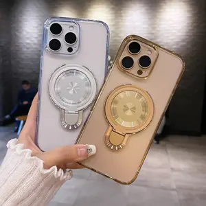 MagSafe Compatible Frosted Matte Phone Case with Kickstand & Touch Control, Luxury Rotatable Magnetic Holder Cover for iPhone 16 Series