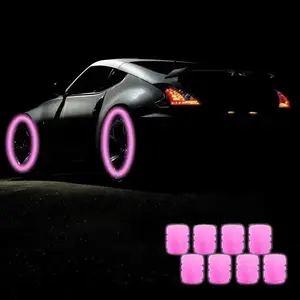 8pcs Luminous Valve Caps, Fluorescent Night Glowing, Car Motorcycle Bicycle Bike Wheel Tyre HUB Tires, Luminous Valve Stem Caps Decors, Cycling Accessories