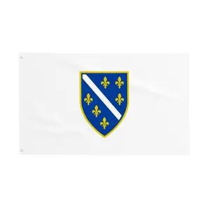 Bosnia Herzegovina Historical Flag 1992-1998 – Bosnian Lily Shield Wall Banner (3ftx5ft), Heritage Pride Outdoor Flag, Balkan History Home Decor
