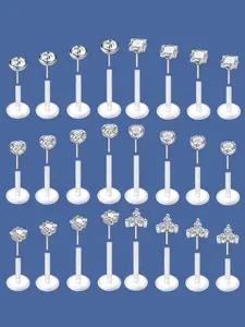 Women's Body Piercing Retainer Set, 16g Plastic & Threadless Design, Multiple Styles Available, Durable & Stylish Jewelry