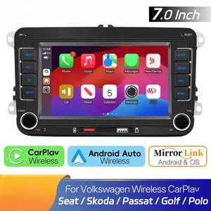 Bileeko 7 Inch 2din HD Car Audio Video Host, Compatible with Volkswagen Seat Skoda Passat Golf Polo, Carplay Android Auto