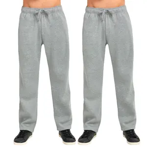 2 Pack Men's Fleece Sweatpants Heavyweight Cotton Drawstring and Pockets XS-3XL Regular Big & Tall Lounge Pants Fall Winter Menswear Casual Trouser