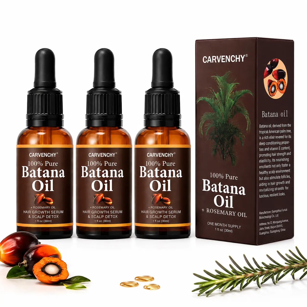 Organic Batana Oil,Rosemary,Grow Thicker Fuller Hair Fast, Natural Scalp Nourishment for All Hair Types Men & Women Summervibes