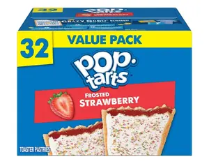 Pop-Tarts Toaster Pastries, Breakfast Foods, Kids Snacks, Mega Value Pack, Frosted Strawberry (32 Pop-Tarts)