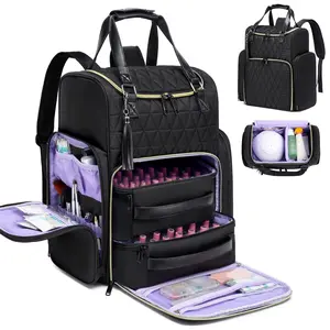 Large Capacity Nail Polish Backpack with Layered Storage for Manicure Tools & Nail Lamp Compact Versatile for Professionals Ample Space On-the-Go Convenience, Nylon