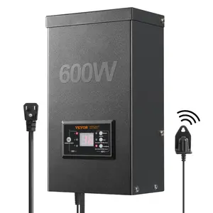 VEVOR 600W Landscape Transformer, Timer Photocell Sensor Equipped, Weatherproof Outdoor Lighting Converter, 120V AC to 12V/14V AC, Ideal for Exterior, Spotlight, Pathway, Pool Lighting, ETL Certi