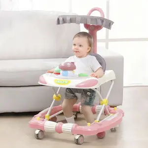 5-in-1 Baby Walker with 5 Modes Bouncer Walker Push Walker Music Activity Center Foldable Adjustable Height 4-Height with Push Handle Removable Sunshade Food Tray Safety Belt Sturdy Frame for Babies 6-36 Months Boys Girls