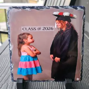 Graduation Rock Slates - Memorial Stone with a younger picture and picture of them now.  - Perfect for Graduation Gifts and Keepsakes