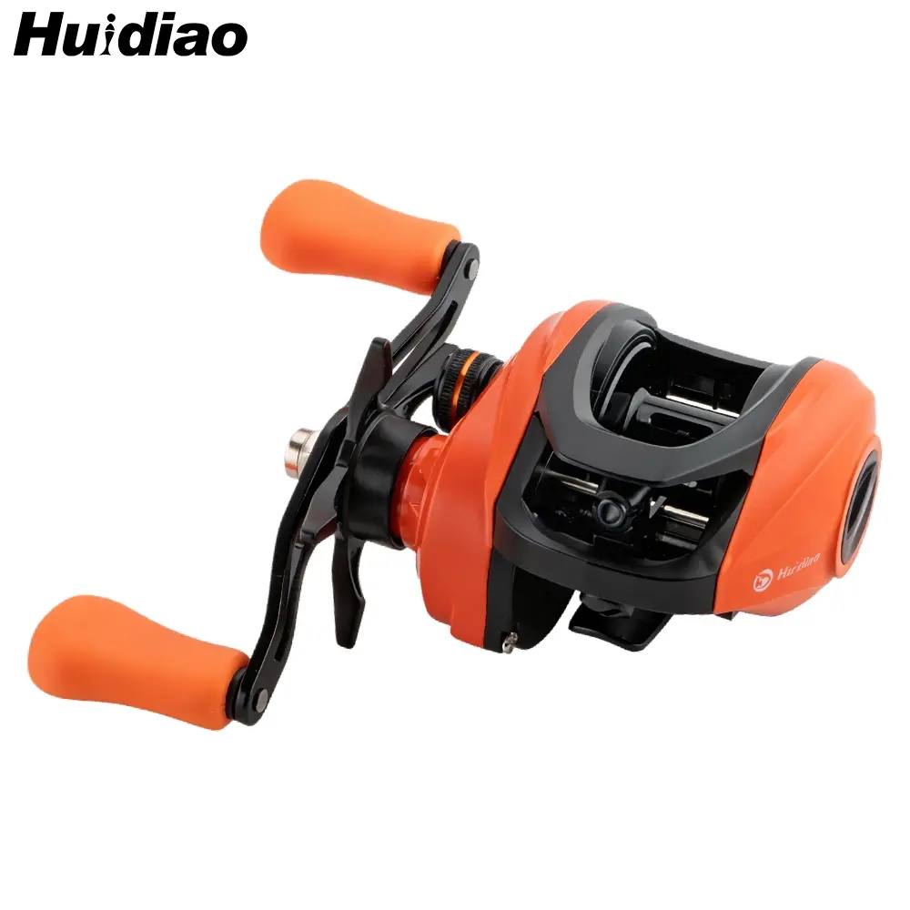 Huidiao Orange Baitcasting Reel 7.2:1 Gear Ratio 15-Levels Magnetic Brake System 22lb/10kg Powerful Drag Low Profile Casting Reel for Finesse Fishing Fishing Equipment Outdoor Fishing Supplies