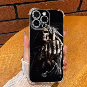 Urban Ghost! Ultra-Slim TPU Cover - Lab-Tested 6ft Drop + Graffiti Art Motif for iPhone16 Girls 15/14/13/12 /11/Xs Bare Metal Feel Pro Ultra-thin Max Plus Silicone Soft Drop-proof Shockproof Protection Boys  30X-L0222