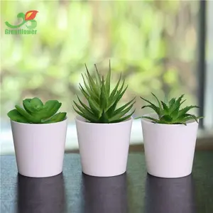 Artificial Succulent Plant with Pot, 3pcs/set Plastic Simulated Potted Plant Ornaments, Decorative Fake Plant for Office Home Decor