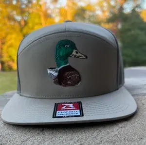 River Rags Clothing Co R168 7 Panel Khaki Loden Embroidered Mallard Flat Bill Snapback Hat Unisex Adjustable Contemporary Style Tough and Durable