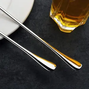 4pcs Long Handle Ice Spoon Stainless Steel Spoon Ice Tip Spoon Coffee Spoon Ice Round Spoon Honey Spoon Mixing Spoon Mug Spoon