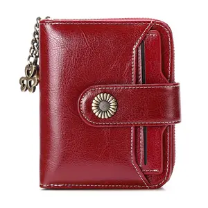 Mini Women Wallet with Metal Chain, Secure Hasp, Multiple Card Slots, Zipper Coin Pocket and Detachable Card Holder