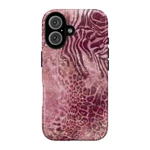 Pink Leopard Cheetah Zebra Print Phone Case Set for Women  Animal Print Aesthetic Glitter Design 11 to 17