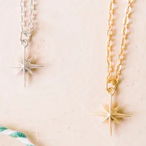 North Star Necklace – Matte Sterling Silver or 14K Gold Over Sterling | Celestial-Inspired Jewelry
