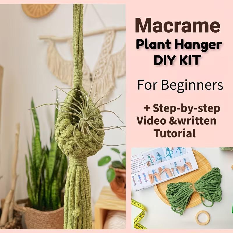 A Complete Beginner'S Knitting Kit for Making a Flower Pot Net Bag, Featuring a Knitting Set with Step-By-Step Instructions. It'S Ideal for Home Decor And Makes a Perfect Holiday Gift for Family