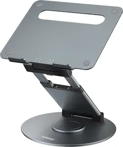 Nulaxy Telescopic 360 Rotating Laptop Stand for Desk Adjustable Height Swivel Pull Out Design Ergonomic Laptop Riser Standing Desk Converter Fits All 10-17" Laptops Computer MacBook, Gray