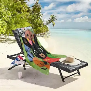 1 piece Animated characters Bingo and friends outdoor group photo themed beach towel - All-season comfortable flannel blanket, modern design style, suitable for sofas and beds, digitally printed pattern, super soft and warm, 100% polyester