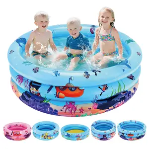 Inflatable Swimming Pool Ocean Animal Pattern Thick Triple Ring Multi-Functional Play Pool Best Parent-Child Interactive Toy Gift Kiddie Swimming Pool
