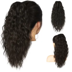 SummerVibes AISI HAIR 18 Inch Claw Clip Ponytail Extension Curly Wavy Pony Tails Hair Extensions Synthetic Hairpiece for Women Daily Use Wave Wig Hairextensions