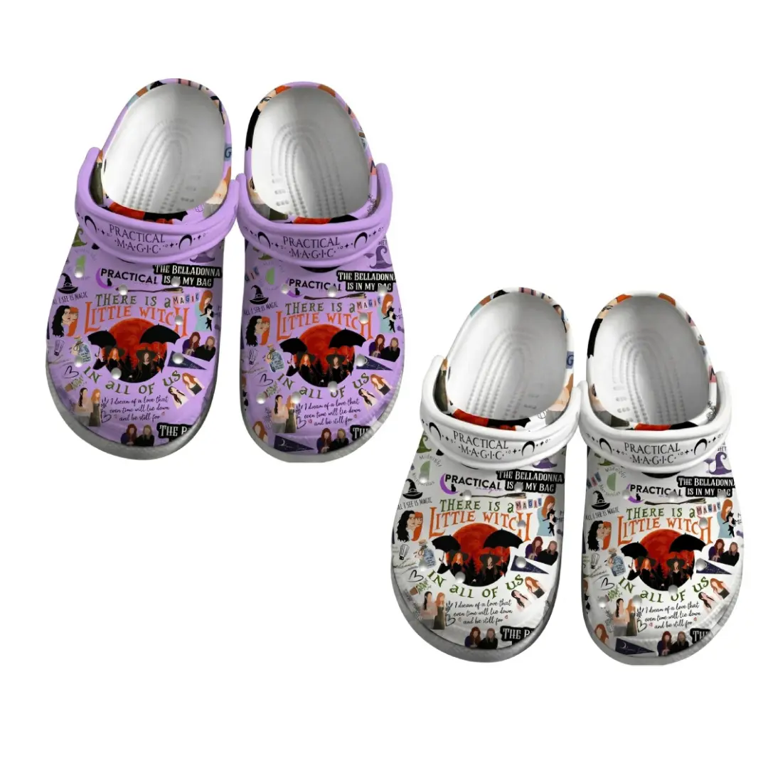 Retro Magic There Is A Magic Little Witch In All Of Us Halloween Clogs, Occult Graphic Casual Footwear, Lightweight Comfort Shoes, Tiktok Shop