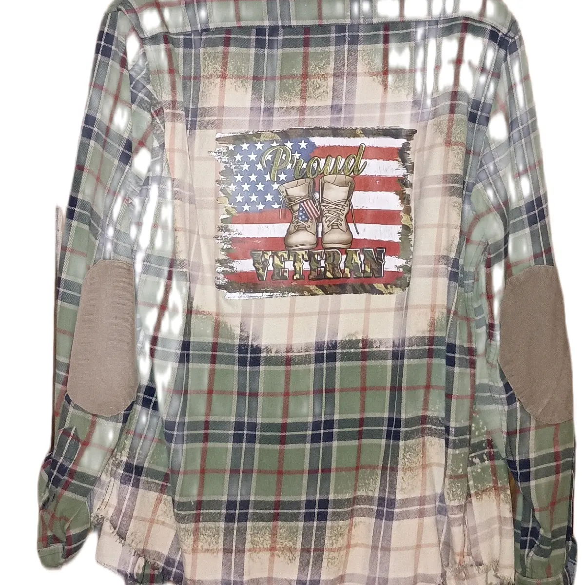 Proud Veteran flannel patriotic shirt reworked plaid shirt