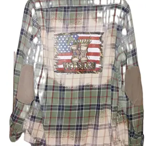Proud Veteran flannel patriotic shirt reworked plaid shirt