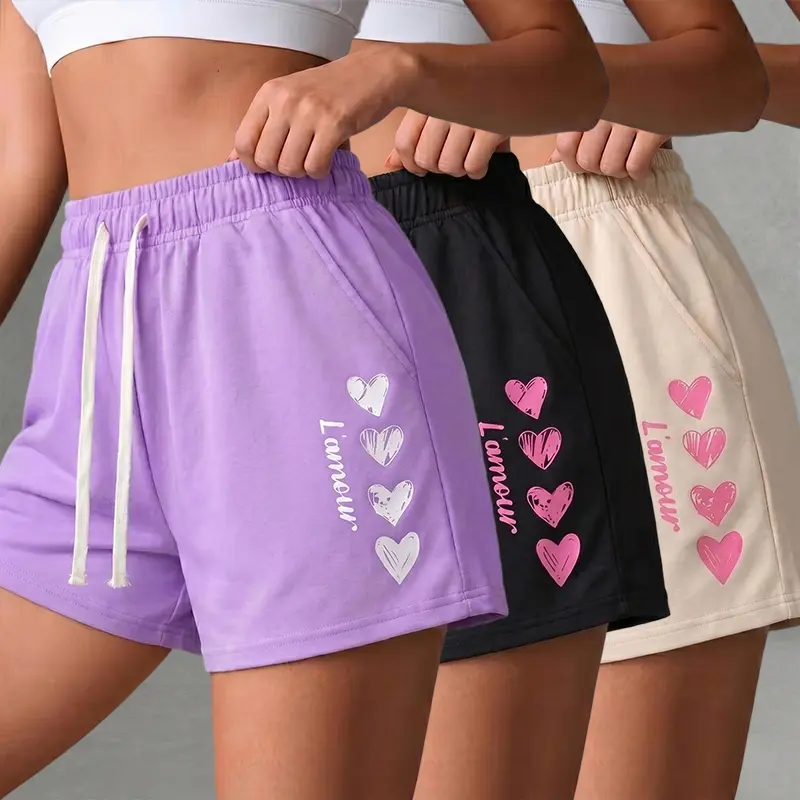 95% polyester fabric, 3-pack women’s casual shorts featuring trendy printed patterns; breathable, comfortable, loose fit with an adjustable drawstring waist—perfect for outdoor sports and home wear.