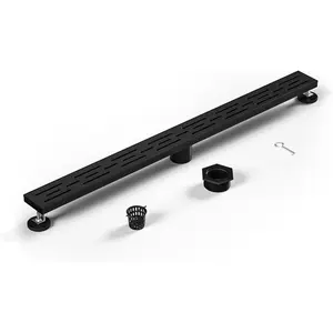 Linear Shower Drain 32" Matte Black 304 Stainless Steel | with Drain Grate| Fast Drainage | Stainless Floor Drain Grate | Hair Strainer | Drain Key | The Upgrade for Your Bathroom