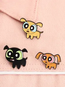 3 Piece Set The Powerpuff Girls Enamel Pin Cartoon Character Bubble Style Cute Dog Exquisite Creative Alloy Brooches Clip Lapel Backpack Badge Fashion Jewelry Accessories Gifts for Friends
