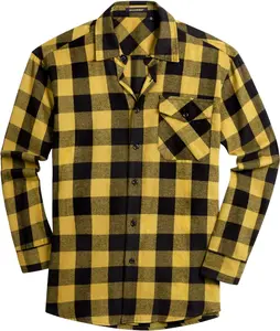 355 Plaid Shirt for Men - Casual Men's Gingham Long Sleeve Button Down Regular Fit Checkered Pocket Shirt for Party Outdoor