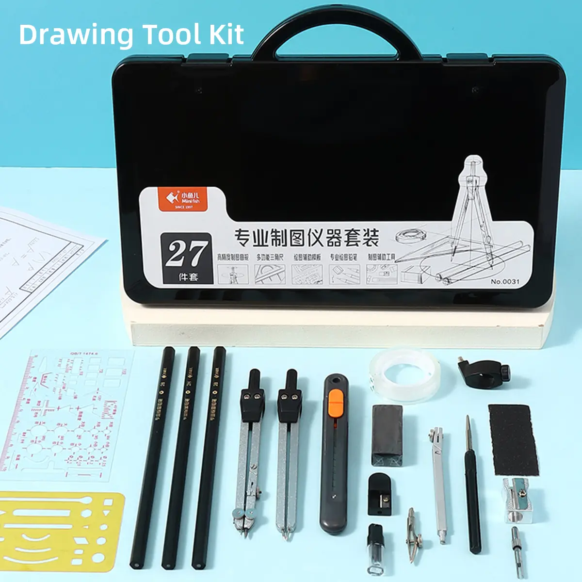 Professional Drawing Tool Set with Metal Compass, Protractor ...