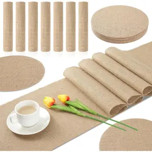 Luxury Farmhouse Table Set – 42-Piece Linen & Burlap Placemats