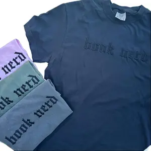 Comfort Color - Book Nerd Dark Romance Embroidered Tee
