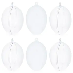 Set of 6 Clear Plastic Egg Ornaments 2.7 Inches