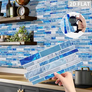 (12pcs/24pcs/48pcs) Peel and Stick Splashback Tile Stickers, Artificial Marble Waterproof Oil-proof Irregular Wall Stickers, Marble Pattern Sticker, Suitable for Kitchen and Bathroom Wall Decoration, 12cm x 24.6cm