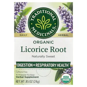 Traditional Medicinals Organic Licorice Root, Caffeine Free, 16 Wrapped Tea Bags,  0.85 oz (24 g)