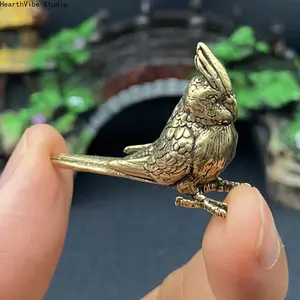 Mini Macaw Brass Figurine - Camping & Hiking Hammock Accessory, Desktop Bookshelf Ornament, Home-Office Decoration, Warm Holiday Mini Gifts for Coworkers