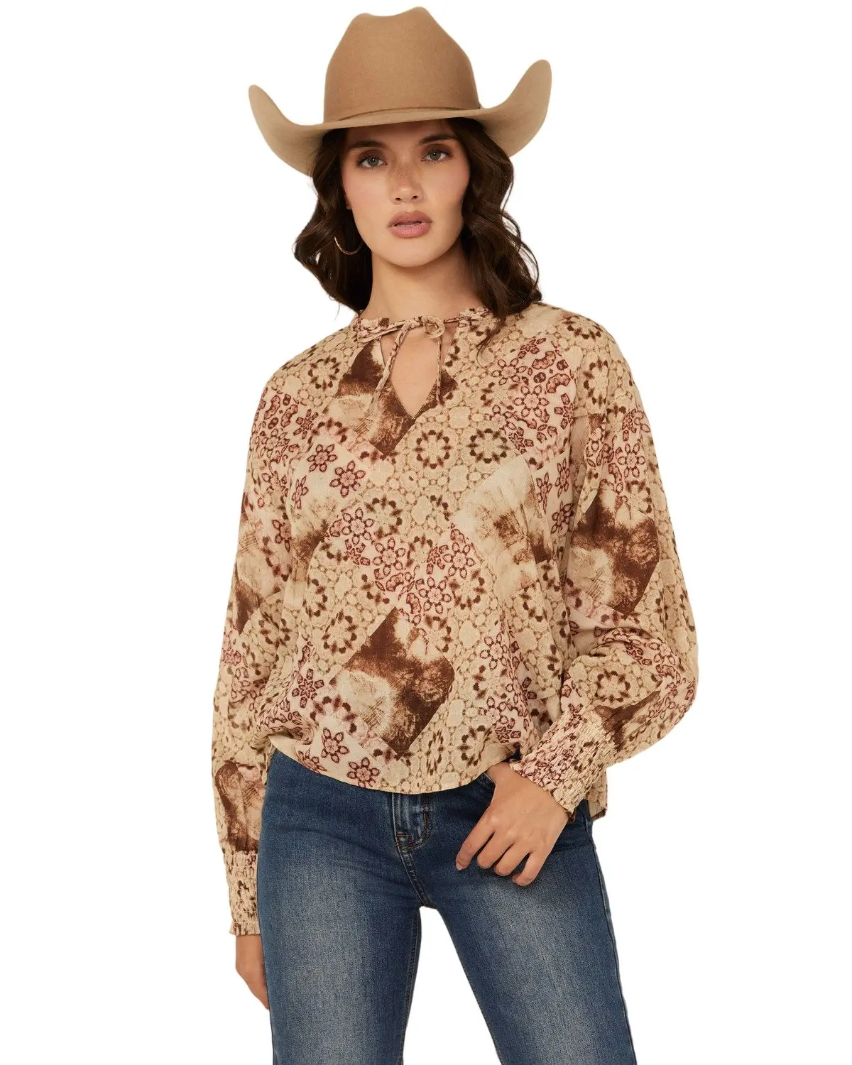 Cleo + Wolf Women's Women'S Bridgette Floral Print Long Sleeve Blouse - Clsu24w92-Oat