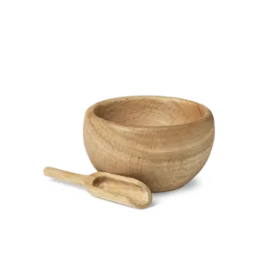 Kay Bojesen Menageri Salt Cellar With Spoon, Oak, H: 1.6"