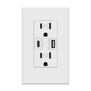 USB C Outlet PD 24W Power Delivery Type C + A Receptacle 4.8A, Receptacle in-Wall Charger 125 Volt Tamper-Resistant w/Screwless Wall Plate UL Listed