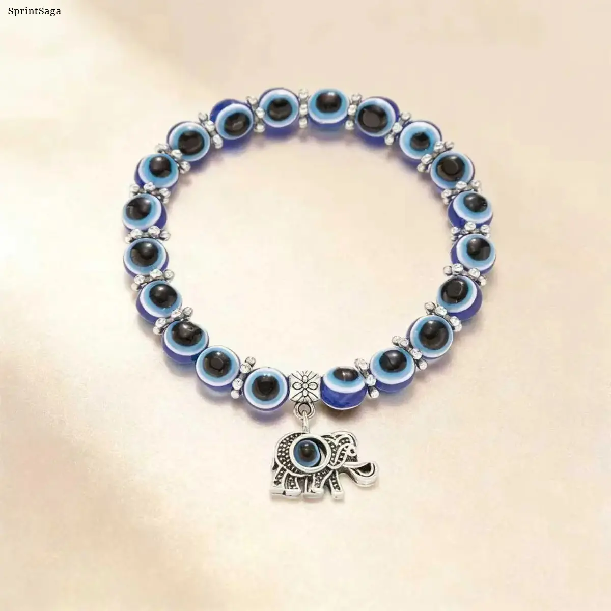 Unisex Adjustable Bead Bracelet with Turquoise Eye Charm, Butterfly Pendant – Bag Accessory for Daily Wear, Gifting Adults